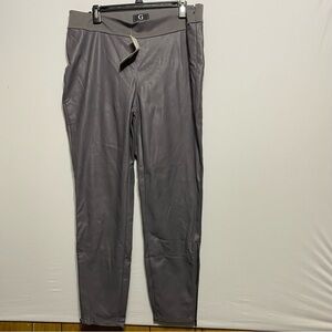 G by Giuliana Gray Faux Leather Zippered Calf High Fashion Pants Womens Size 16W